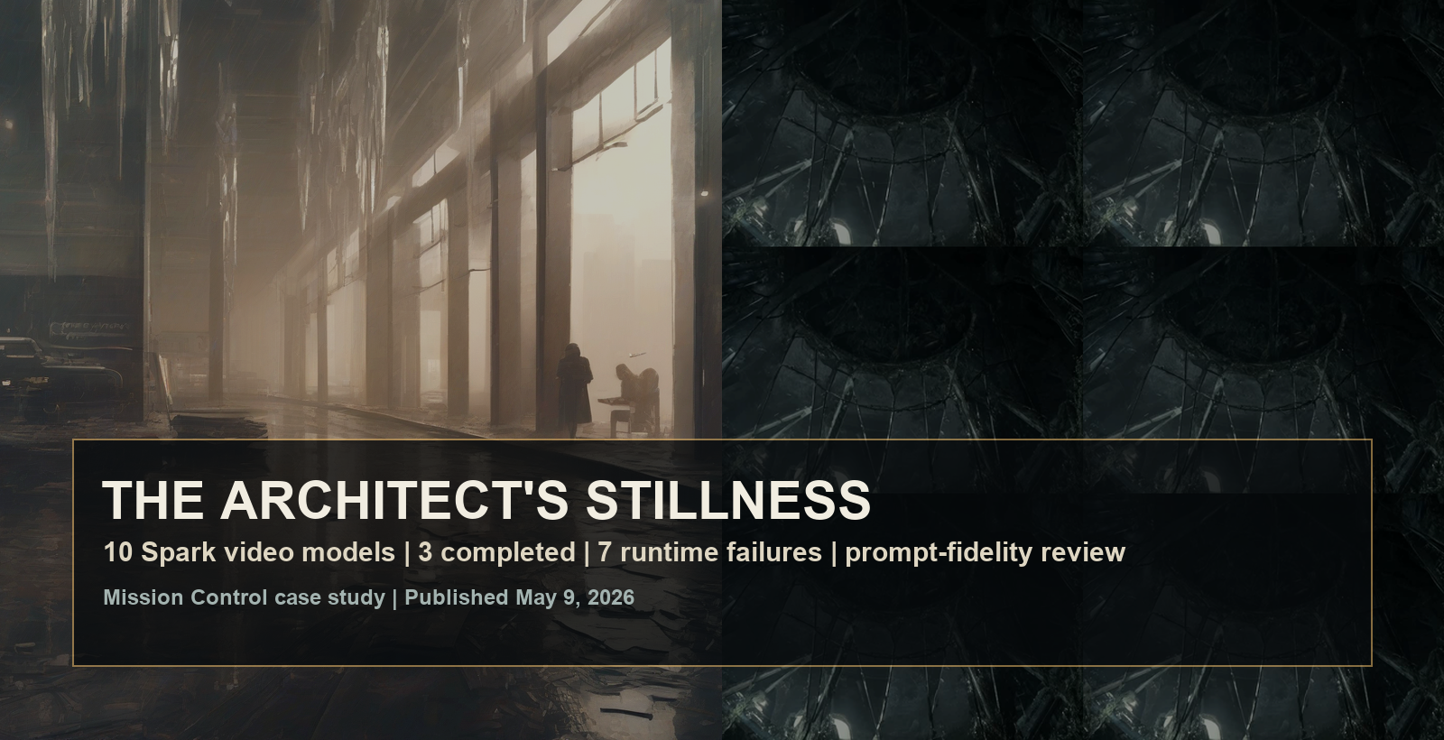 Mission Control banner art for The Architect's Stillness video sweep